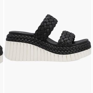 MIA Woven Double-Strap Platform Sandal in Black